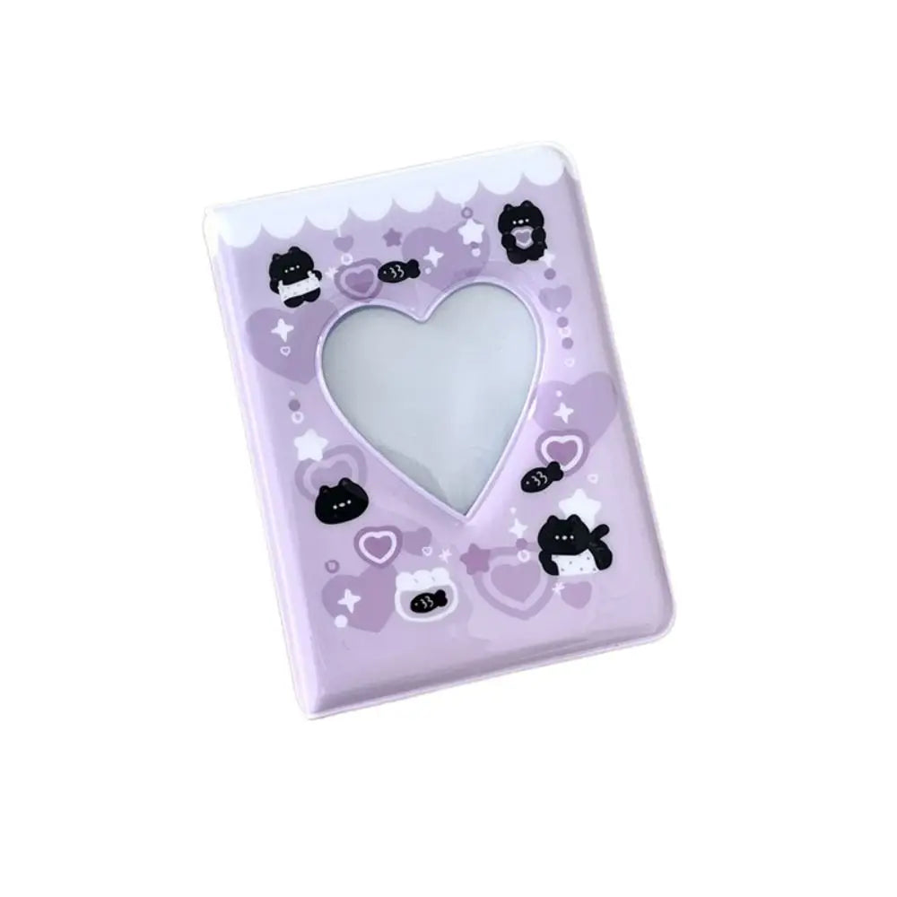 Cute Bear Photo Album 3 Inch Love Heart Hollow Picture Storage Case Kpop Card Binder Name Card Book Photocard Holder - C