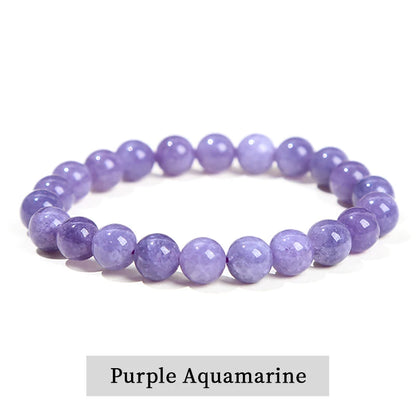JD Natural Stone Beads Bracelet Amethyst Tiger Eye Crystal Quartz Agate Gem Beads Bangles Women Men Reiki Healling Jewelry Gi