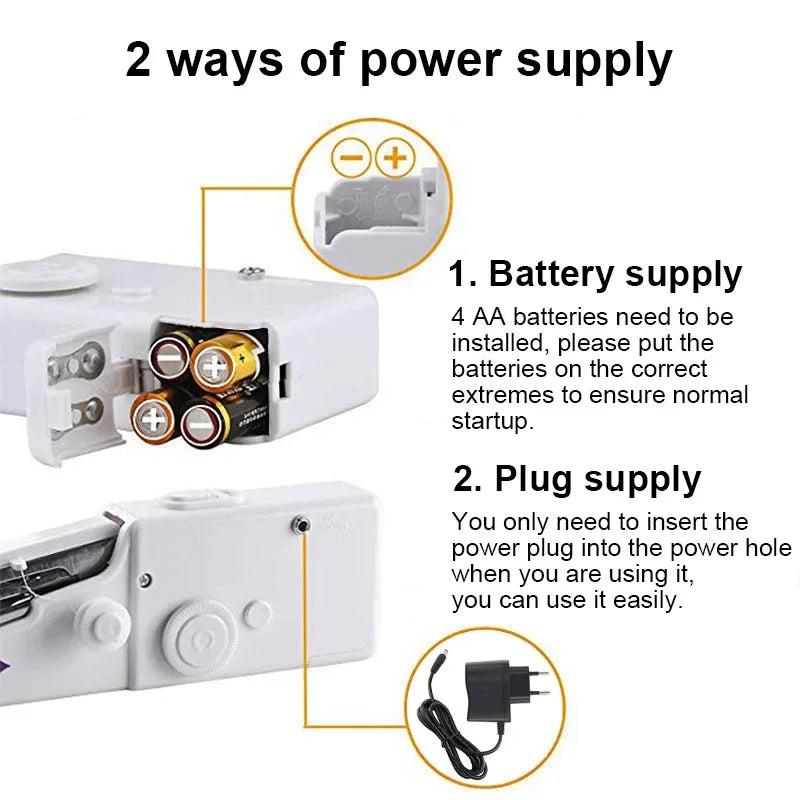 Portable Manual Sewing Machine Handheld Rope-free Electric Quick Build DIY Apparel Supplies Arts Crafts Home Garden Embroider