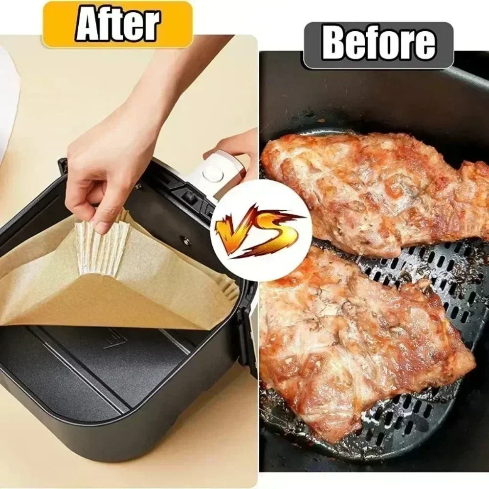 50/30 Pieces Kitchens Accessories Air Fryer Paper Kitchen Utensils Disposable Square Round Pastry Molds BBQ Plate Non-stick P