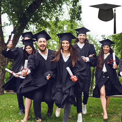 2025 Graduation Hat Black Adult Bachelor Caps with Tassels University Master Congratulation Graduation Party Decoration Suppl