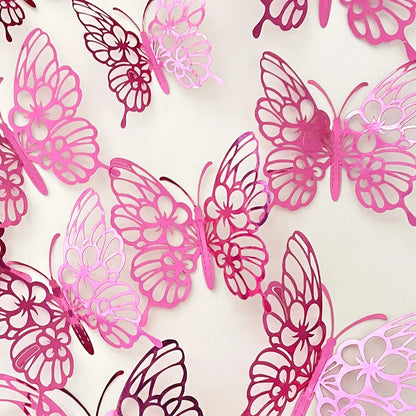 12Pcs/set 3D Hollow Butterfly Wall Stickers Wall Decor for Living Room Wedding Party Decoration Butterflies Decal Stickers - 