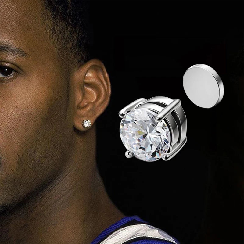 1/3 Pair Crystal Strong Magnetic Ear Stud Clip Earrings for Men and Women Punk Round Zircon Magnet Earrings Non Piercing Jewe