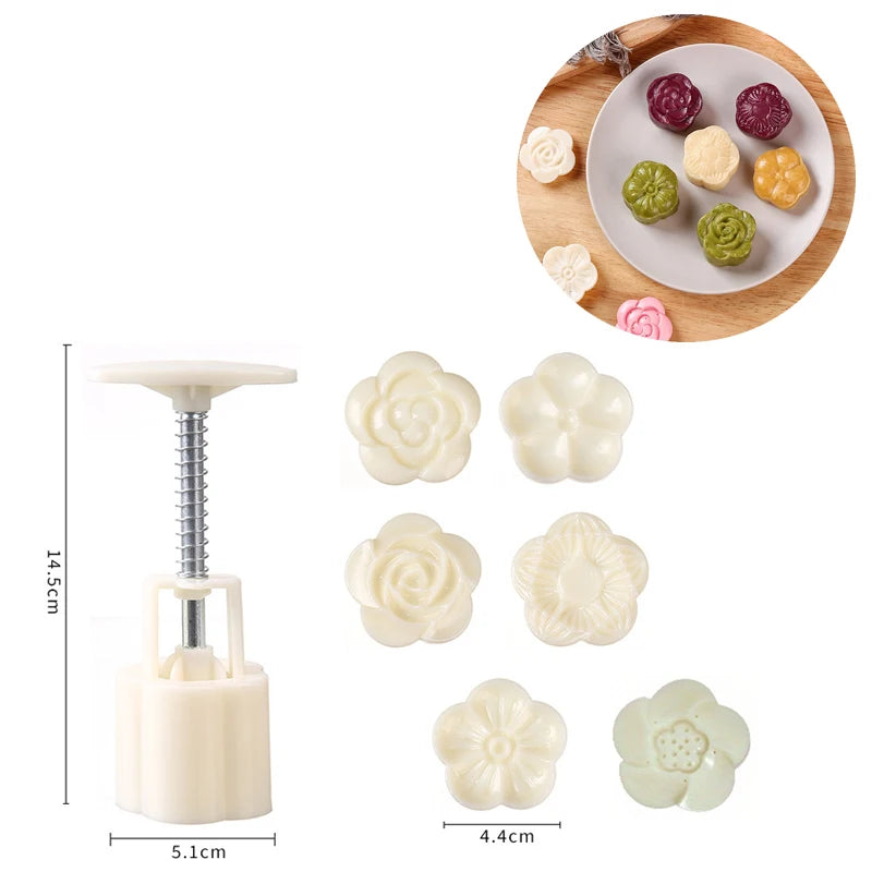 1 set DIY Mooncake Mold Plastic Hand Press Pastry Mold Hand Press Mung Bean Cake Model Pastry Embossing Make Kitchen Baking T