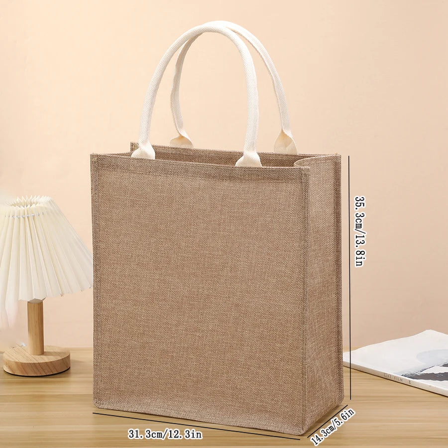 Linen bag Hand-painted cotton sacks Jute portable imitation sacks Linen bags Shopping bags Laminated bags - 110shuda
