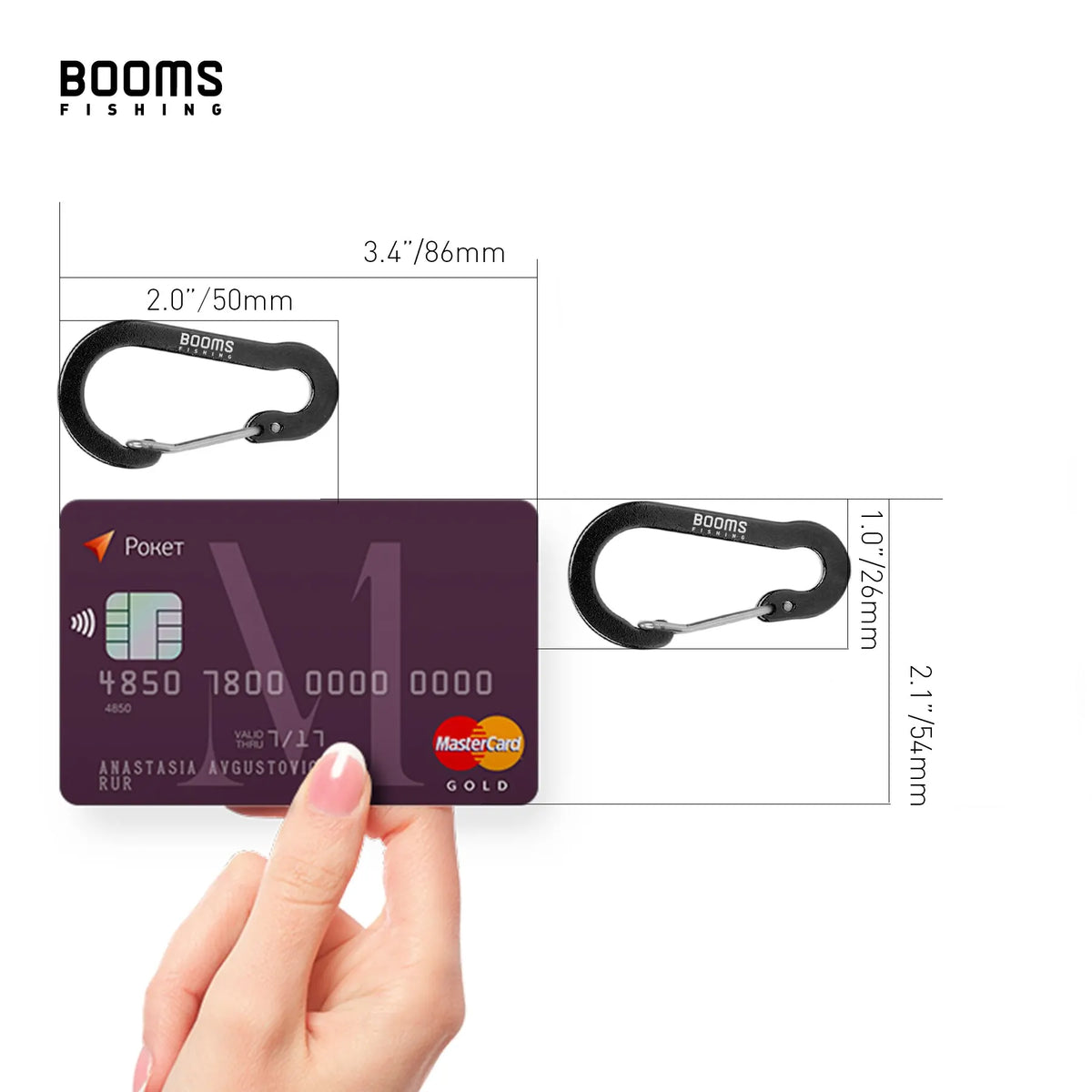 Booms Fishing CC1 6Pcs Aluminum Alloy Carabiner Keychain Outdoor Camping Climbing Snap Clip Lock Buckle Hook Fishing Accessor