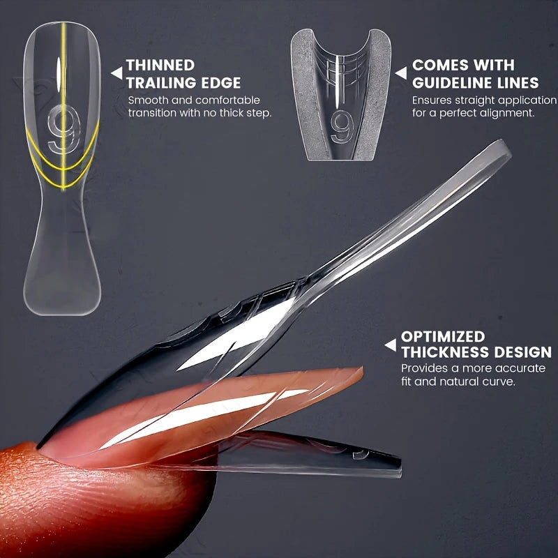 Dual-Form Nail Forms, 240 Pieces, Base and Top Molds, Nail Molds, Can Quickly Extend Nails, No Paper Form Needed, 15 Sizes Pl