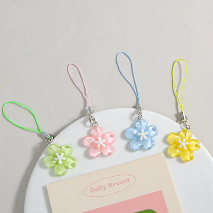 Colorful Resin Flower Phone Chains for Women Korean Style Fresh Cute Transparent Bag Key Pendant Best Friend Compact Accessor