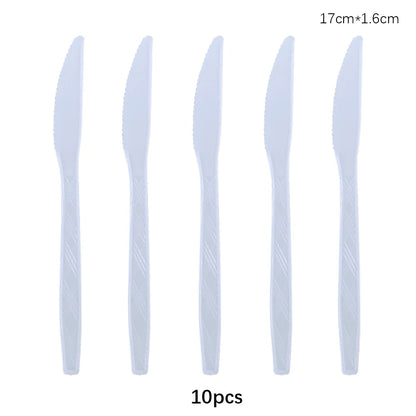 Disposable Knife Fork Spoon Cutlery Set Pink Blue Disposable Tableware Birthday Party Decorations Wedding Baby Shower Supplie