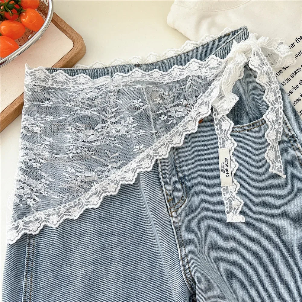 2025 ! Y2K Women Lace Tulle Bandage Skirt Stacked Lace Half Skirt Layering Small Butt Curtain Flower Triangle Hair Scarf - Le