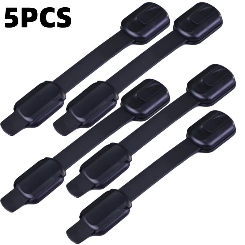 Baby Safety Lock Drawer Child Safety Cabinet Locks Adhesive Cabinet Drawer Door Latches Baby Safe Straps - 5PCS Black