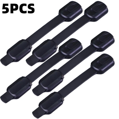 Baby Safety Lock Drawer Child Safety Cabinet Locks Adhesive Cabinet Drawer Door Latches Baby Safe Straps - 5PCS Black