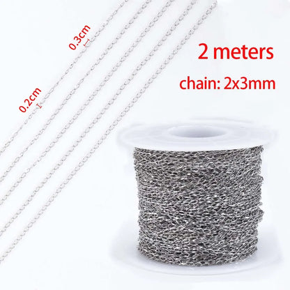 No Fade 2Meters Stainless Steel Chains for Jewelry Making DIY Necklace Bracelet Accessories Gold Chain Lips Beads Beaded Chai