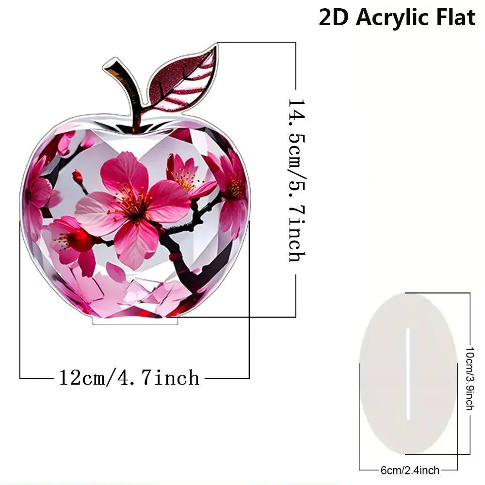 2D Acrylic Apple Landscape Desktop Decoration Ornament Home Living Room Entrance Tabletop Decoration Office Table Ornament - 