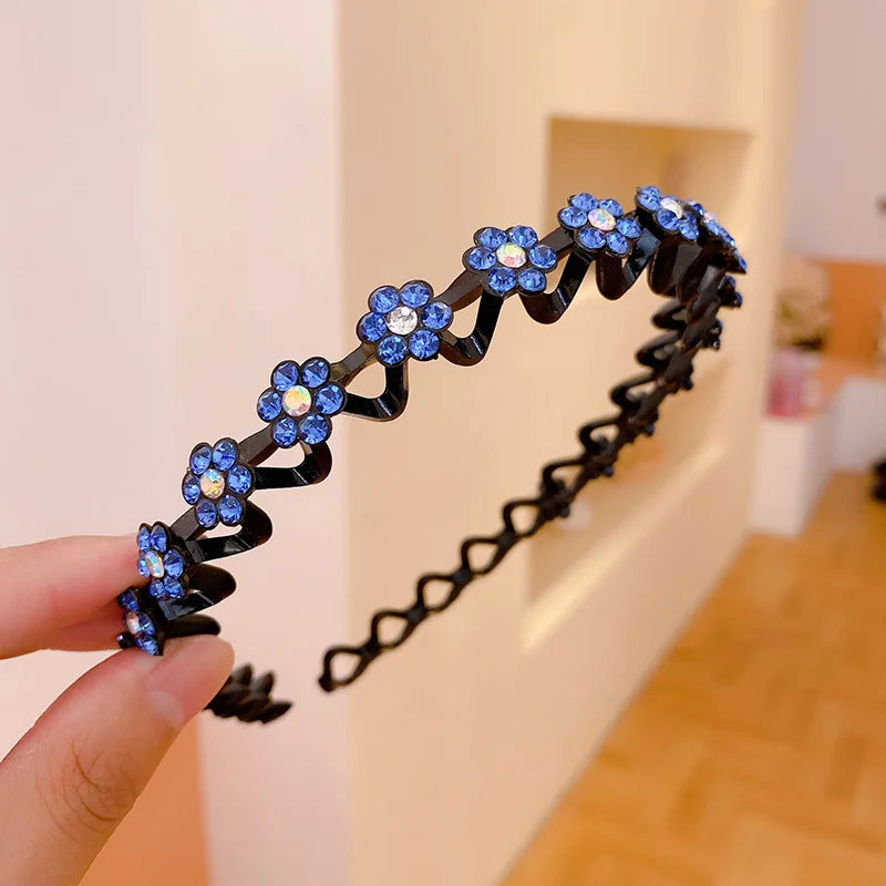 Non-Slip Rhinestone Hairbands Elastic Flower Fashion Pearl Women Hair Hoop Bands Headband Bezel Girls Hair Accessories Headdr