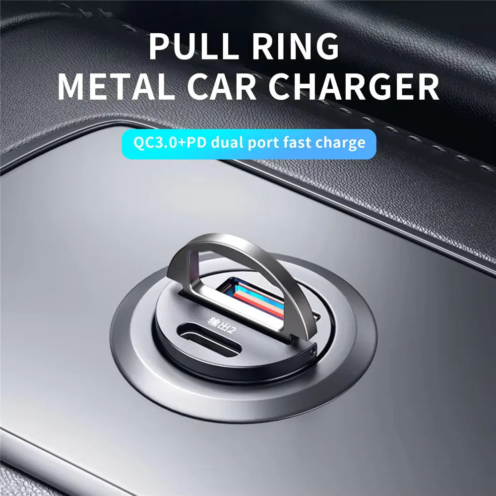 100W/200W QC3.0 PD Mini Car Charger 12-24V Lighter Fast Charging Car USB Type C Charger for Xiaomi Samsung Huawei iPhone Powe