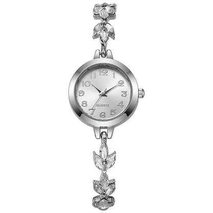 Elegant Women Watches Luxury Rhinestone Bracelet Bracelet Quartz Watch Reloj Mujer Girls Clock Gift（Without Box） - Silver
