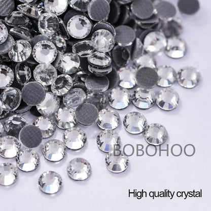 Bobohoo DMC SS6-SS30 Crystal Stones HotFix Rhinestone Glitter Crystal Strass Iron On Rhinestones For Garment Clothing Dress