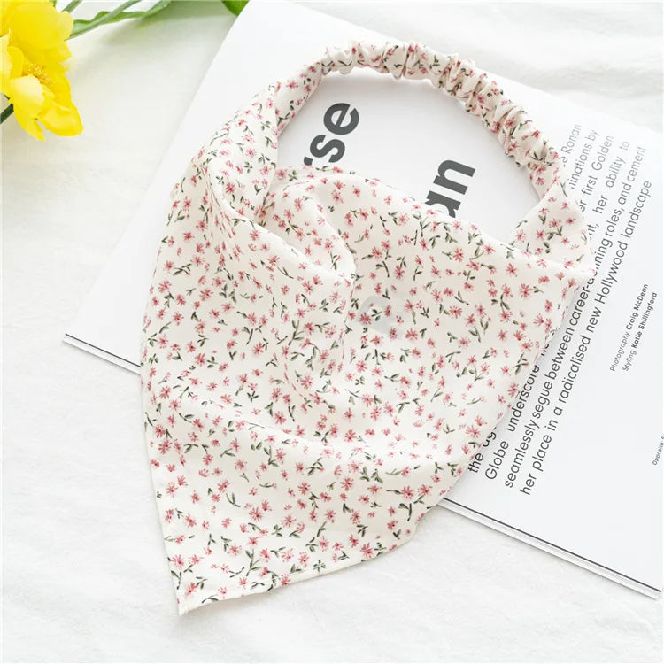 2022 Summer Vintage Print Flower Beach Bandana Hair Scarf Fashion Elastic Rubber Headbands for Women Girl Hair Accessories - 