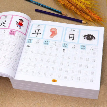 Chinese Characters Pre-School 600-word Calligraphy 4 Books Didactic Book for Children Practice Kids Early Education Painting 
