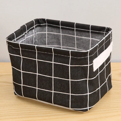 Random Cotton Hemp Storage Basket with Handheld Printed Tabletop, Miscellaneous Sorting Cabinet, Small Clothing, Fabric Stora