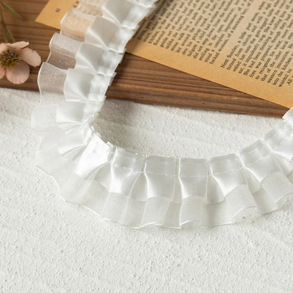 2meters High Quality 2024 Pleated Lace Ribbon Trimming For Party Dress Decorative Clothing Diy Crafts Supplies Needlework Fab