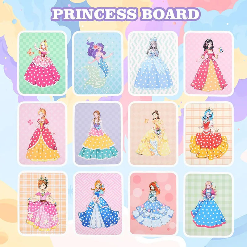 3-12pcs Sticker Cards Fabric Art Craze Poke Caft Toys Creative Puzzle Puncture Painting Poking Princess Dressing Game Childre