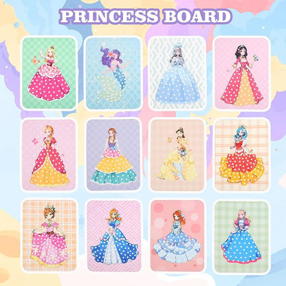 3-12pcs Sticker Cards Fabric Art Craze Poke Caft Toys Creative Puzzle Puncture Painting Poking Princess Dressing Game Childre