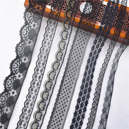 Lace Trim 10 Yards, Black Lace Ribbon for Sewing, Vintage Lace Trim for DIY Crafts, Planner Decorating, Fabric Accent Wide 14