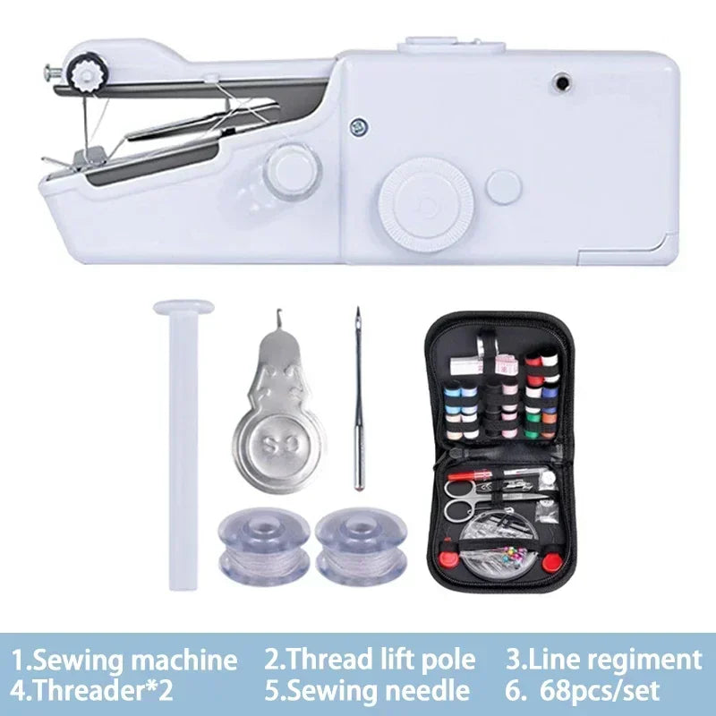 Handheld Rope-free Electric & Manual Sewing Machine Quick Build DIY Apparel Supplies for Arts Crafts Home Garden Embroidery -