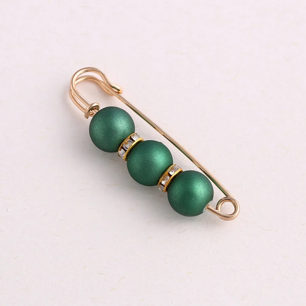 Women New Cute Imitation Pearl Rhinestone Brooch Anti-lighting Skirt Waist Pin Fashion Jewelry Accessories Gifts - 5.8CM 2204