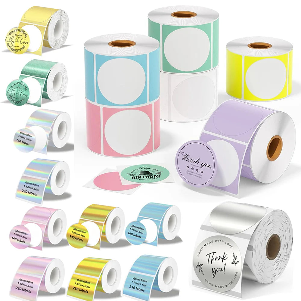 Munbyn/Nelko Holographic Laser Label Sticker Matte Silver Thermal Paper for M110 M220 M200 E210 P50 PM220 DETONG P1 WP9520 Ma