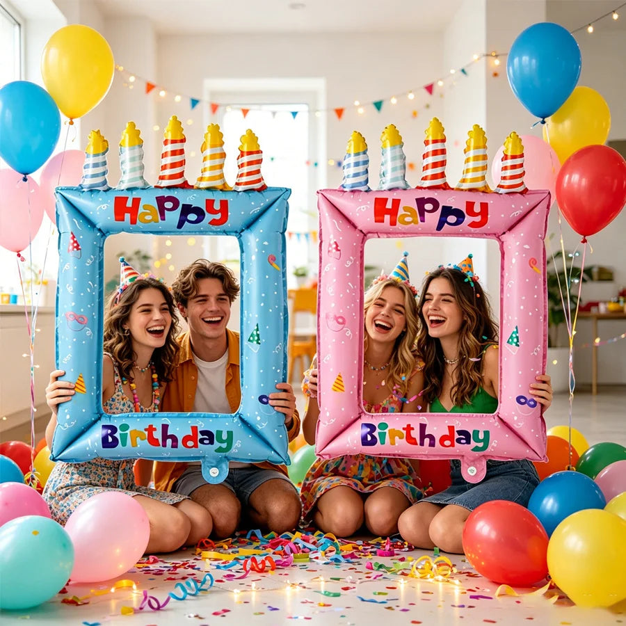 28inch Princess Theme Balloon Photo Frame, Selfie Photography Backdrop Prop Balloons, for Birthday Party Celebrations Decorat