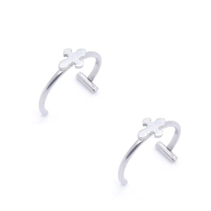 2PCS Trendy 10mm Stainless Steel Punk Clip on Fake Piercing Nose Wrap Lip Rings Unisex Nose Ring Women Men Tusk Body Jewelry 