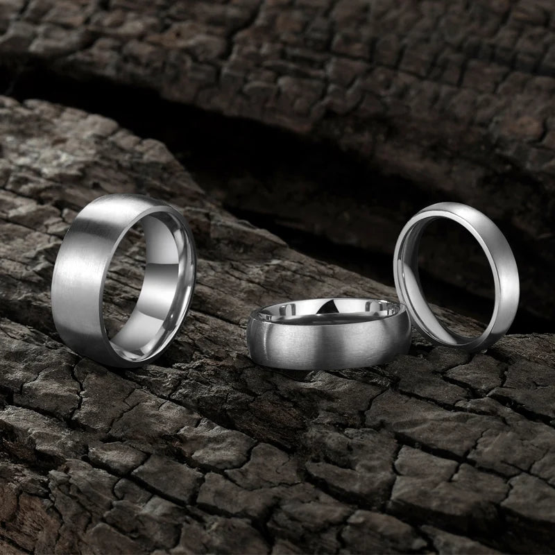 Tigrade 4/6/8mm Brushed Simple Silver/Black Color Titanium Ring Men Minimalist Wedding Band Engagement Rings Women Male Jewel
