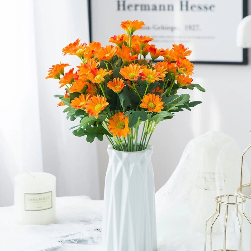 21 Heads Artificial Flower Autumn Silk Daisy Bouquet Decor Vase Home Wedding Decor Household Products Holiday Party DIY Gift 