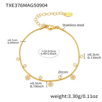 Lariat Y Necklace Matching Bracelet In Stainless Steel 18k Gold Plated With Zircon Flower Chain Necklaces Bracelets For Women