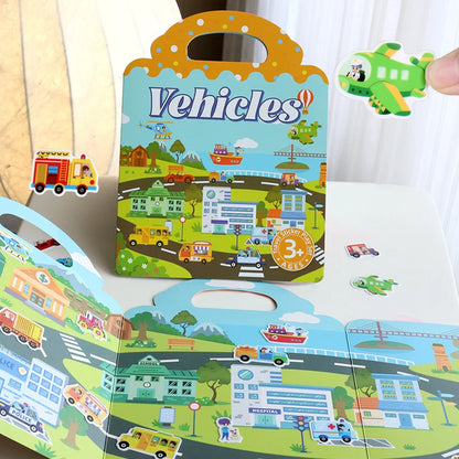1 Book Jelly Sticker Book Quiet Book DIY Fun for Children's Scene Stickers Repeatedly Paste Puzzle Sticker Book