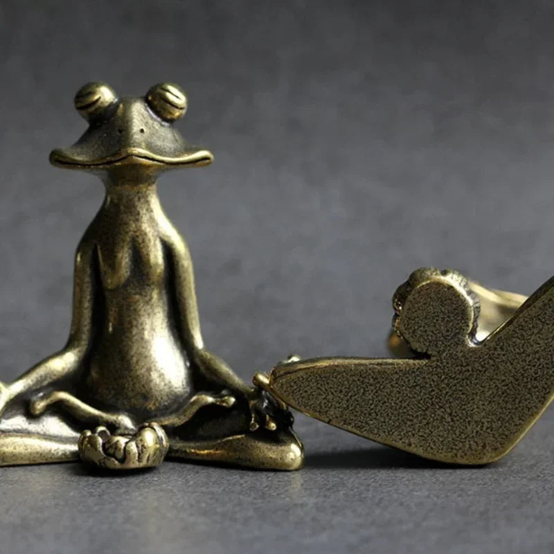 Retro Copperware Incense Socket Zen Frog Ornaments Solid Pure Copper Frog Tea Pet Incense Holder Ornaments