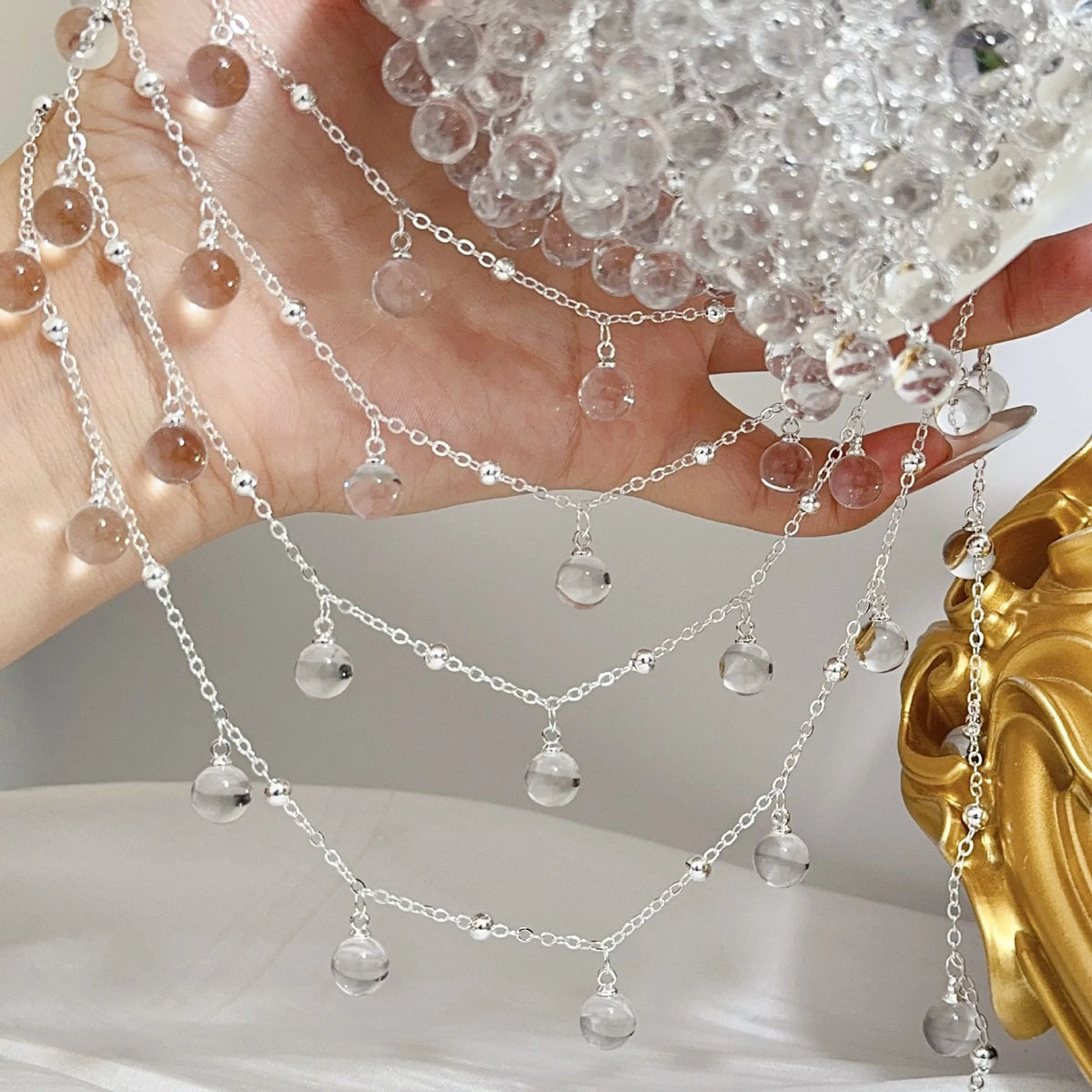 1Meter Transparent Round Glass Beads Chains Crystal Chain DIY Women Necklace Bracelet Fashion Jewelry Making Accessorie Suppl