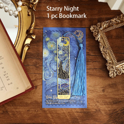 1 pc Retro Floral Painting Metal Bookmark Hollow Bronzing Bookmark With Tassel For Book Club Reader Writers Book Lovers Stude