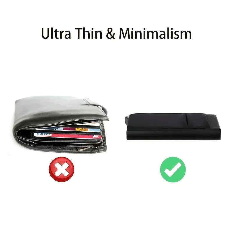 Automatic Flip Card Side Push Card Holder Sleeve Large Capacity 12 Cards Slot Metal Cards Box Men Credit Card Anti-theft Wall