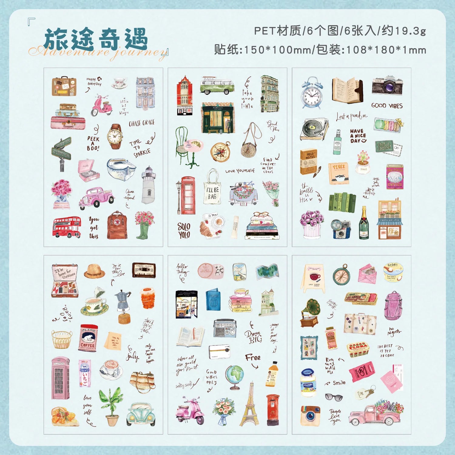 TIANZI 6 sheets Cute Magazine Scrapbooking Stickers Book DIY Junk Journal Material Decoration Album Diary Stationery supplies