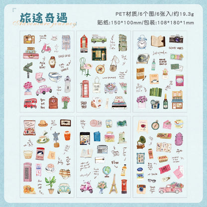 TIANZI 6 sheets Cute Magazine Scrapbooking Stickers Book DIY Junk Journal Material Decoration Album Diary Stationery supplies