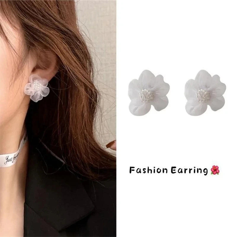 New Fashion Sweet Design Spring/Summer Blue Pink Enamel Flower Light Luxury High End Earrings Party Gifts for Women Jewelry