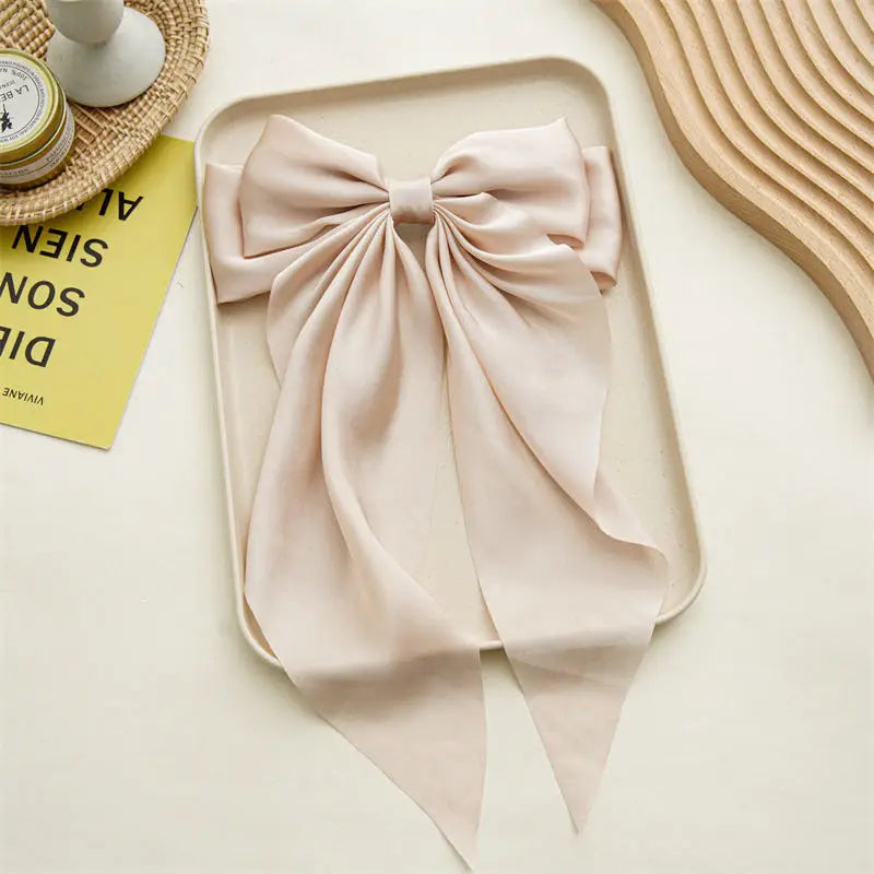 11 Solid Color Satin Ribbon Big Bows Hairpin Spring Clips Hair Accessories for Women Girls Trendy Korean Summer Headwear 2023