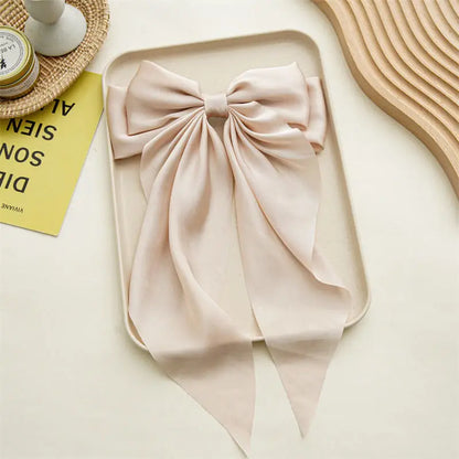11 Solid Color Satin Ribbon Big Bows Hairpin Spring Clips Hair Accessories for Women Girls Trendy Korean Summer Headwear 2023