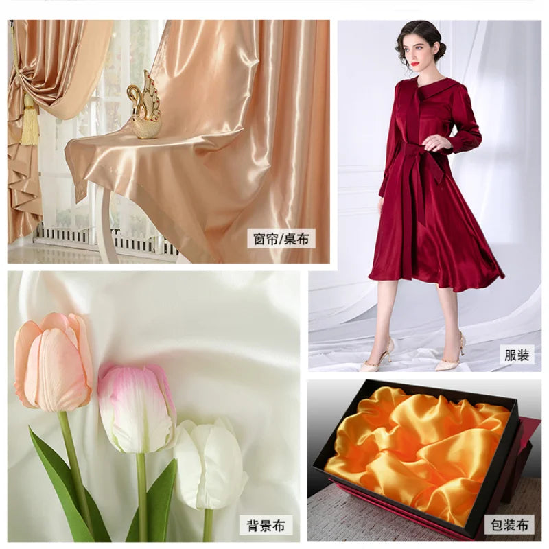 0.5m/1m/2m Satin Fabric Lining Soft and Shiny Silk-Like Material,for Clothing and Lining, Garments, DIY Craft, and Gift Wrapp