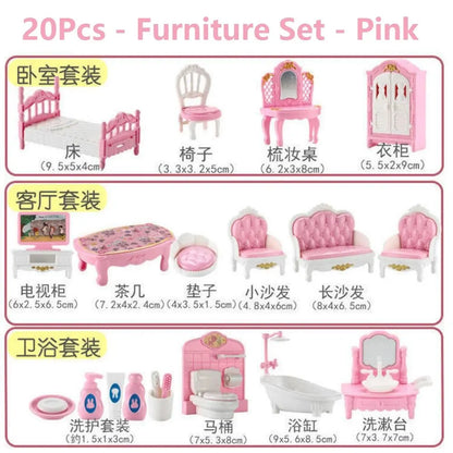 Cute Kawaii Pink 10 Items/Lot Miniature Dollhouse Furniture Accessory Kids Toys Kitchen Cooking Things For Girl Gifts