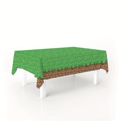 1/3PCS pixel tablecloth, disposable rectangular tablecloth, event party home decoration,table runner green lawn pixel tablecl